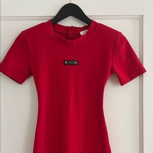 Prada Vibrant Red Short Sleeve Dress